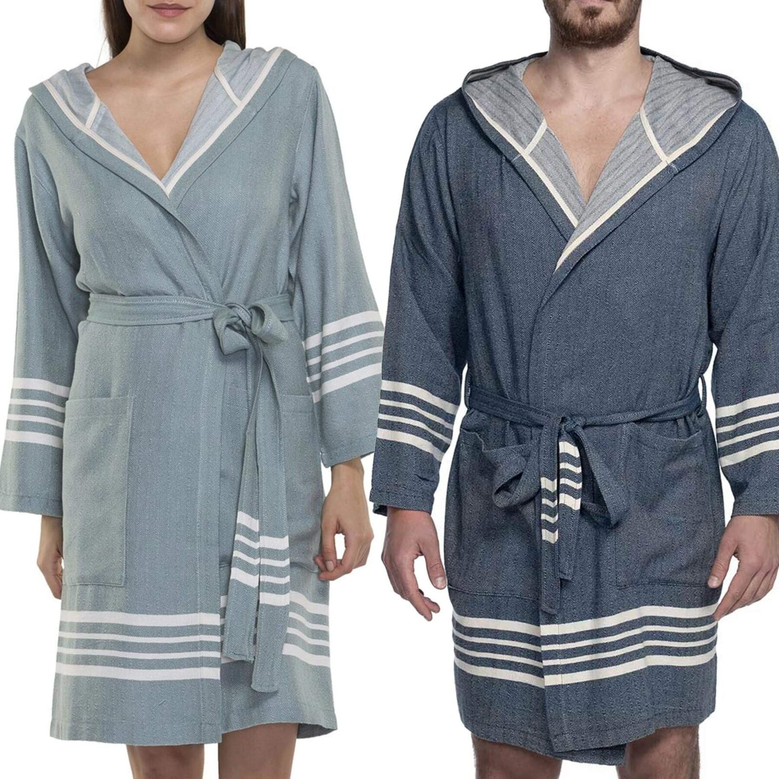 Organic Turkish Cotton Short Bathrobe with Hood – A Sweet Gift for Grandma