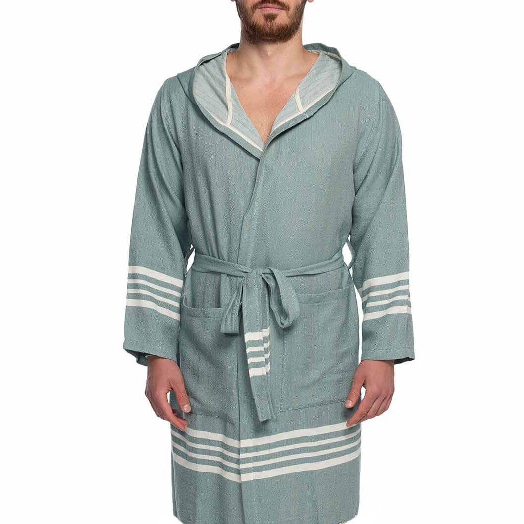 Organic Turkish Cotton Short Bathrobe with Hood – A Sweet Gift for Grandma