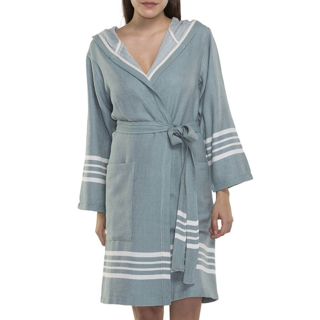 Organic Turkish Cotton Short Bathrobe with Hood – A Sweet Gift for Grandma