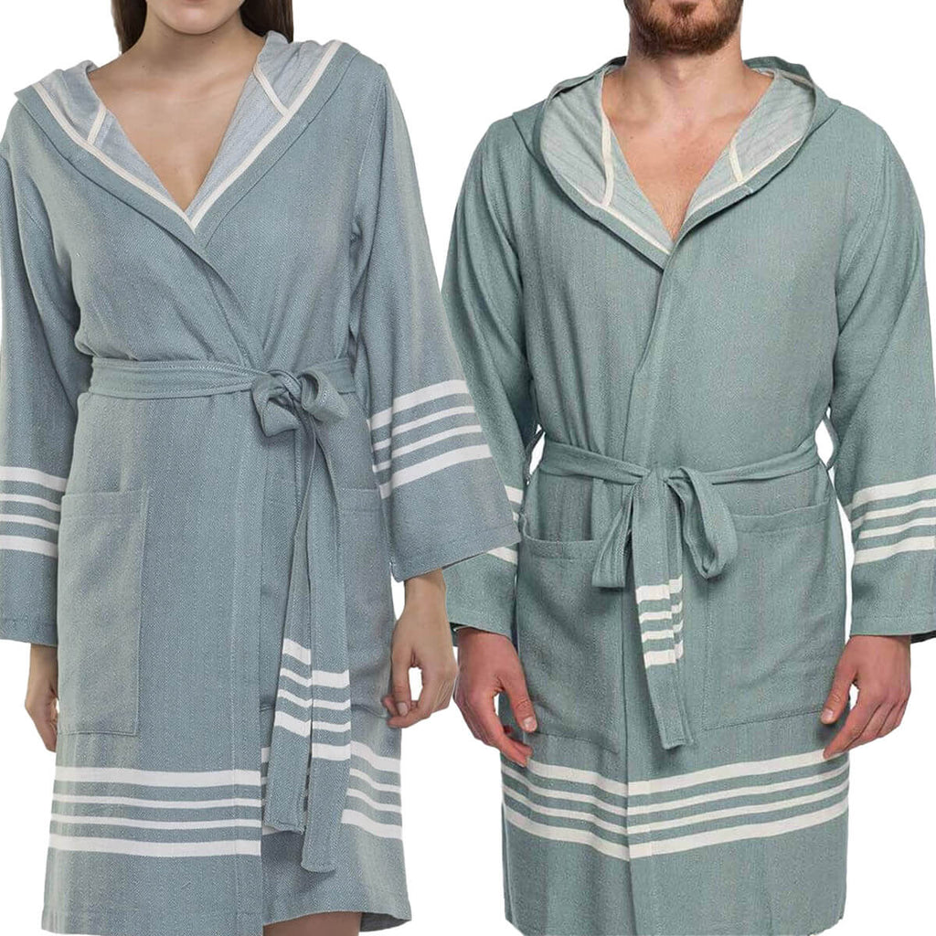 Organic Turkish Cotton Short Bathrobe with Hood – A Sweet Gift for Grandma