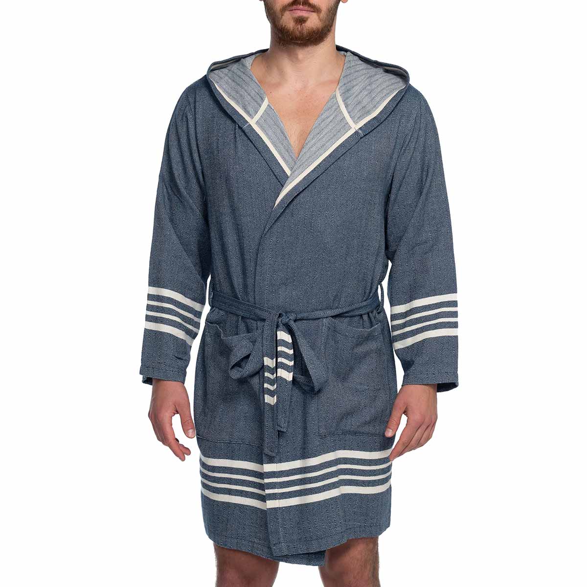 Organic Turkish Cotton Short Bathrobe with Hood – A Sweet Gift for Grandma