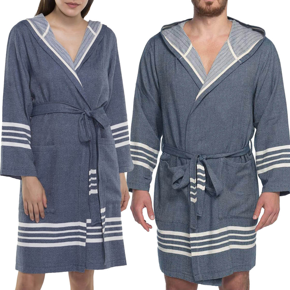 Organic Turkish Cotton Short Bathrobe with Hood – A Sweet Gift for Grandma