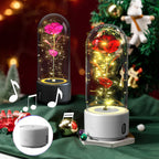 Creative 2-in-1 Rose Flowers LED Light & Bluetooth Speaker — Rose Luminous Night Light Ornament in Glass Cover