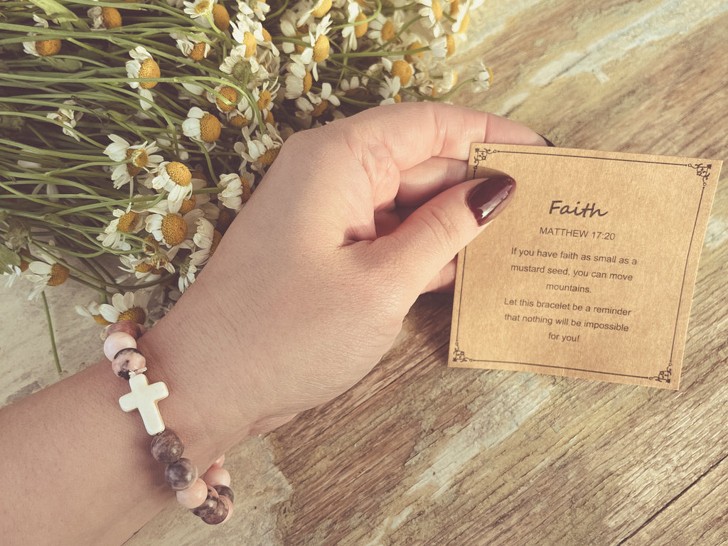Faith & Grace Cross Stone Stacking Bracelet — A Gift for Grandma