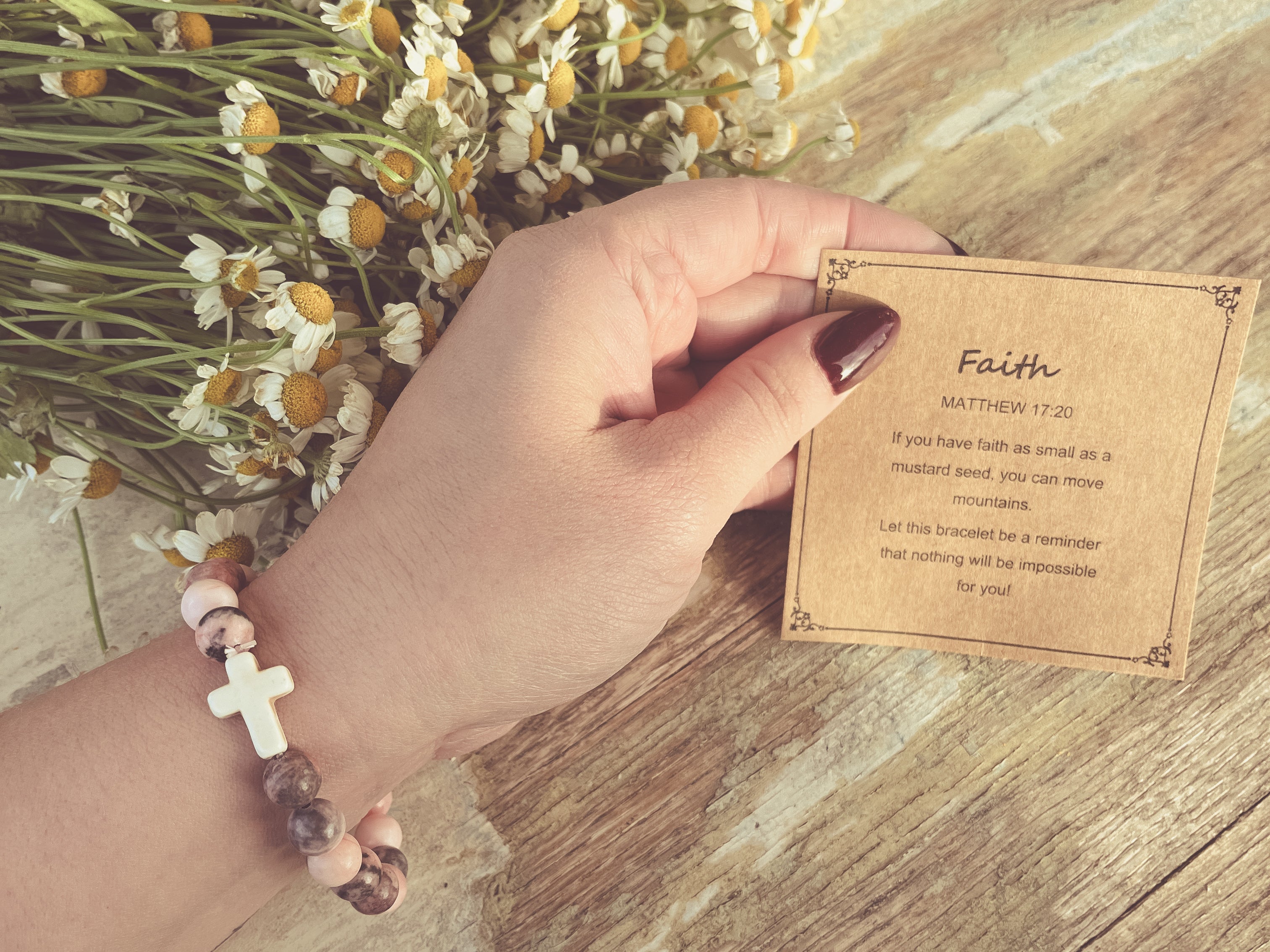 Faith & Grace Cross Stone Stacking Bracelet — A Gift for Grandma
