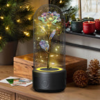 Creative 2-in-1 Rose Flowers LED Light & Bluetooth Speaker — Rose Luminous Night Light Ornament in Glass Cover