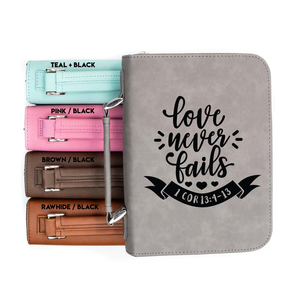 Love Never Fails - 1 Corinthians 13-4-13 - Bible Book Cover