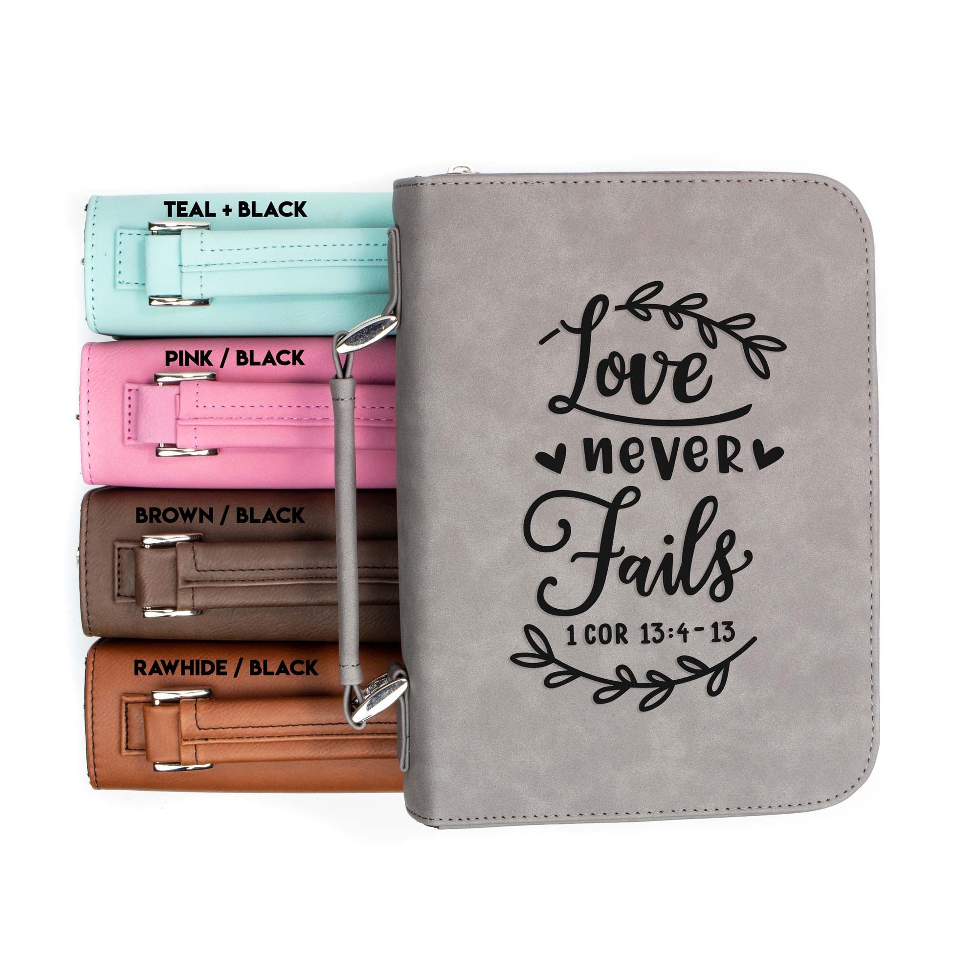 Love Never Fails - 1 Corinthians 13-4-13 - Bible Book Cover