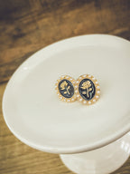 Black Pearl Rose Earrings – Elegant Jewelry Gift for Grandma