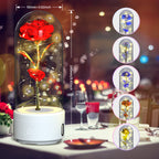 Creative 2-in-1 Rose Flowers LED Light & Bluetooth Speaker — Rose Luminous Night Light Ornament in Glass Cover