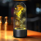 Creative 2-in-1 Rose Flowers LED Light & Bluetooth Speaker — Rose Luminous Night Light Ornament in Glass Cover