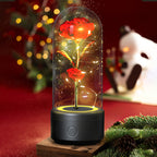 Creative 2-in-1 Rose Flowers LED Light & Bluetooth Speaker — Rose Luminous Night Light Ornament in Glass Cover