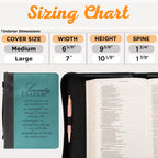 Fashion Bible Cover Serenity Prayer, Aqua/Black Faux Leather (Medium)