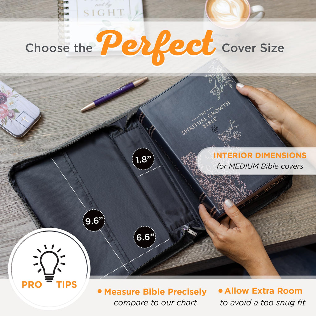 Fashion Bible Cover Serenity Prayer, Aqua/Black Faux Leather (Medium)