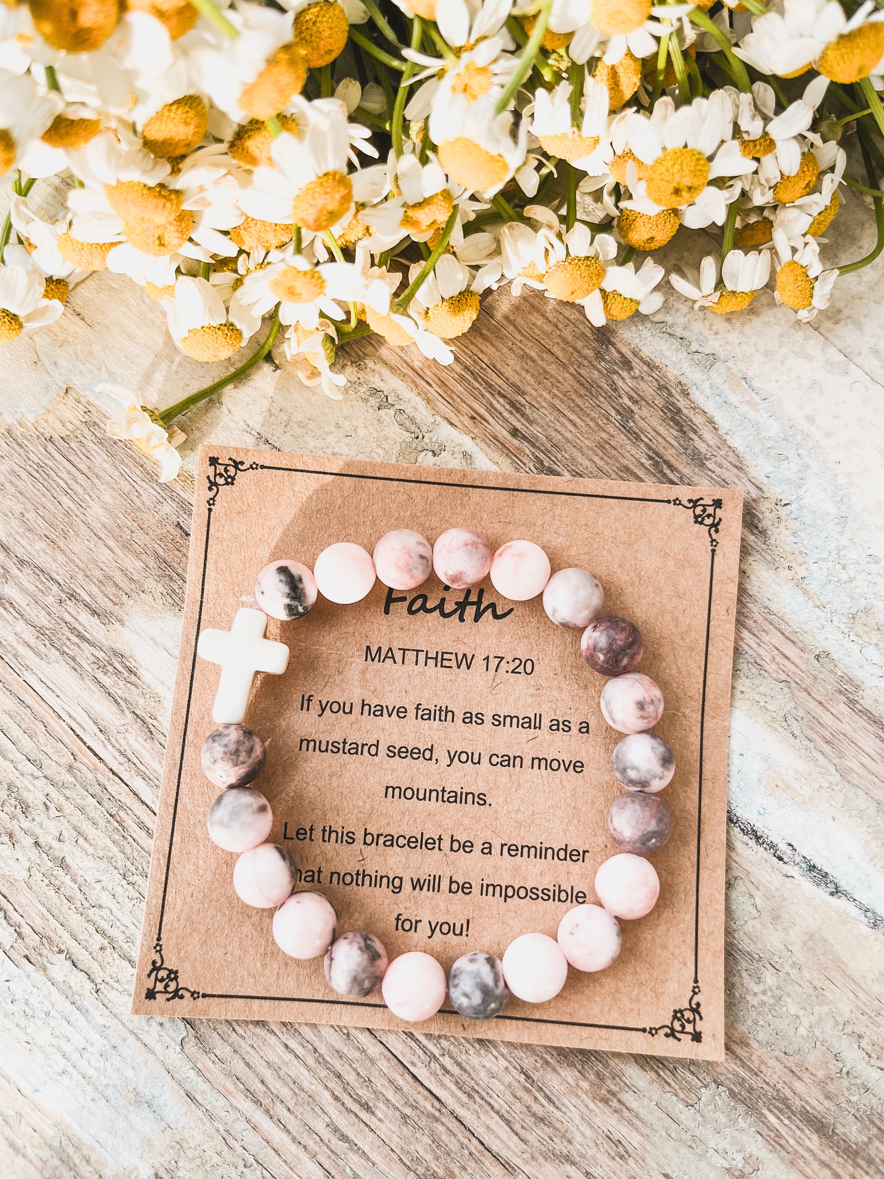 Faith & Grace Cross Stone Stacking Bracelet — A Gift for Grandma