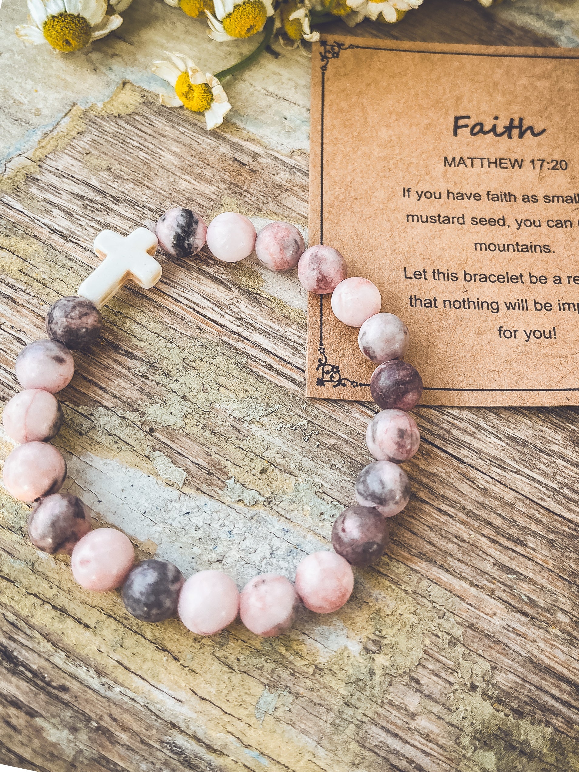 Faith & Grace Cross Stone Stacking Bracelet — A Gift for Grandma