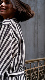 Zebra Handwoven Linen Robe —Stripes