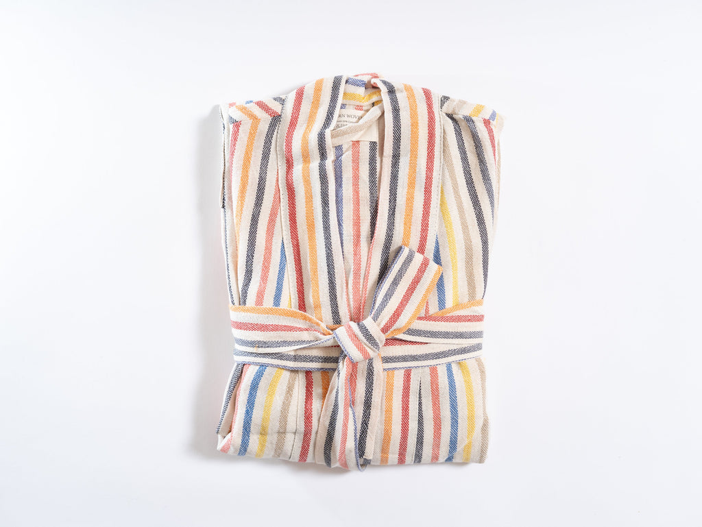 Rainbow Handwoven Linen Robe – A Colorful & Joyful Gift for Grandma