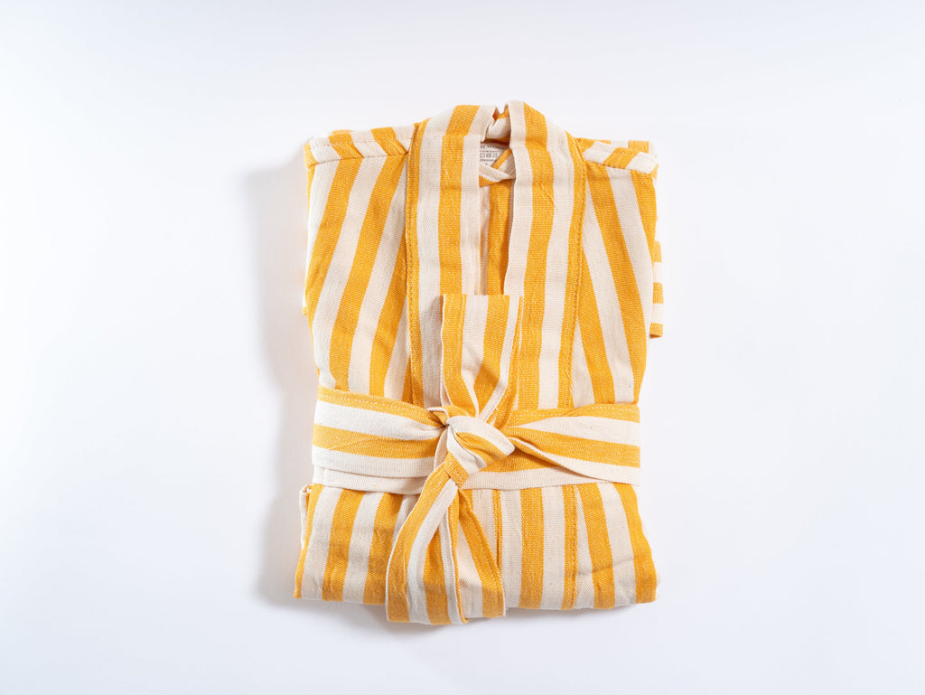 Girit Yellow Handwoven Linen Robe