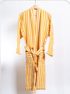 Girit Yellow Handwoven Linen Robe