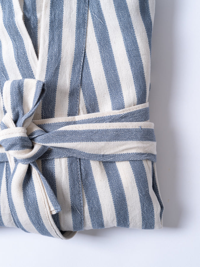 Girit Handmade Blue Robe | Turkish Cotton-Linen Blend