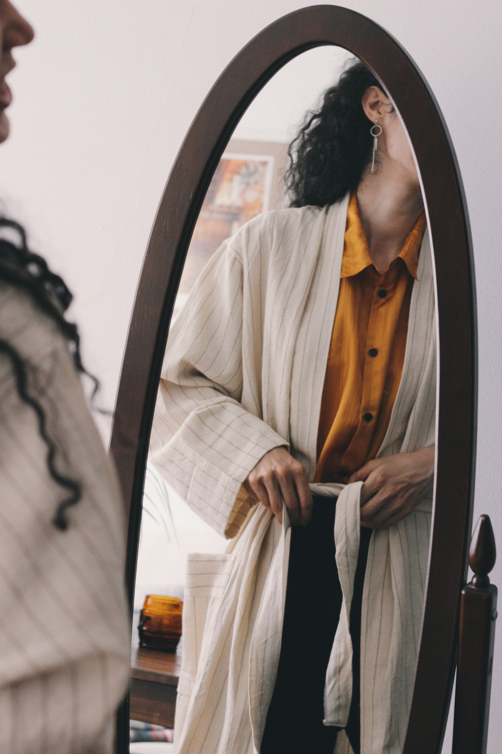 Drama Handwoven Cotton Linen Robe — Beige