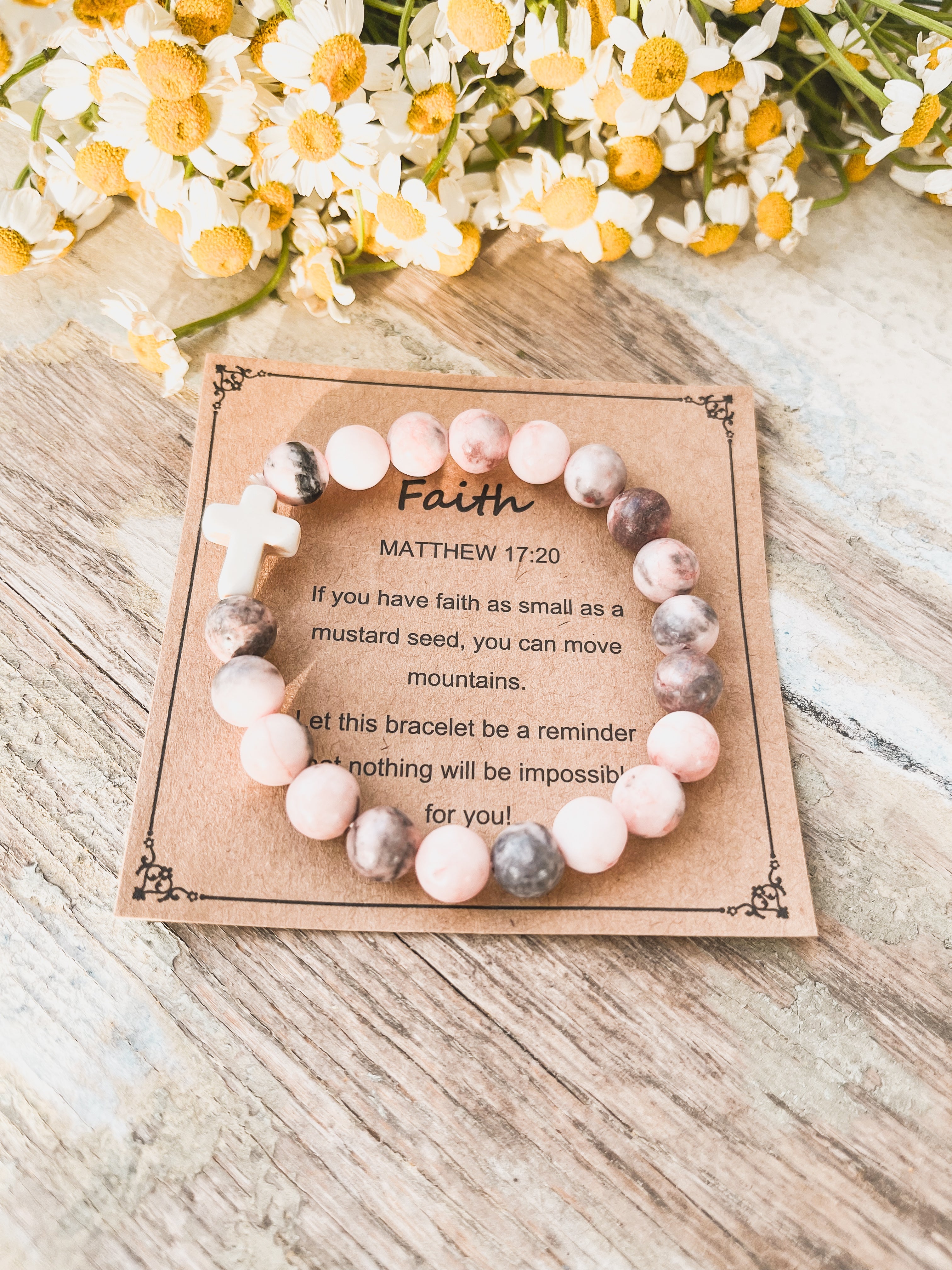 Faith & Grace Cross Stone Stacking Bracelet — A Gift for Grandma