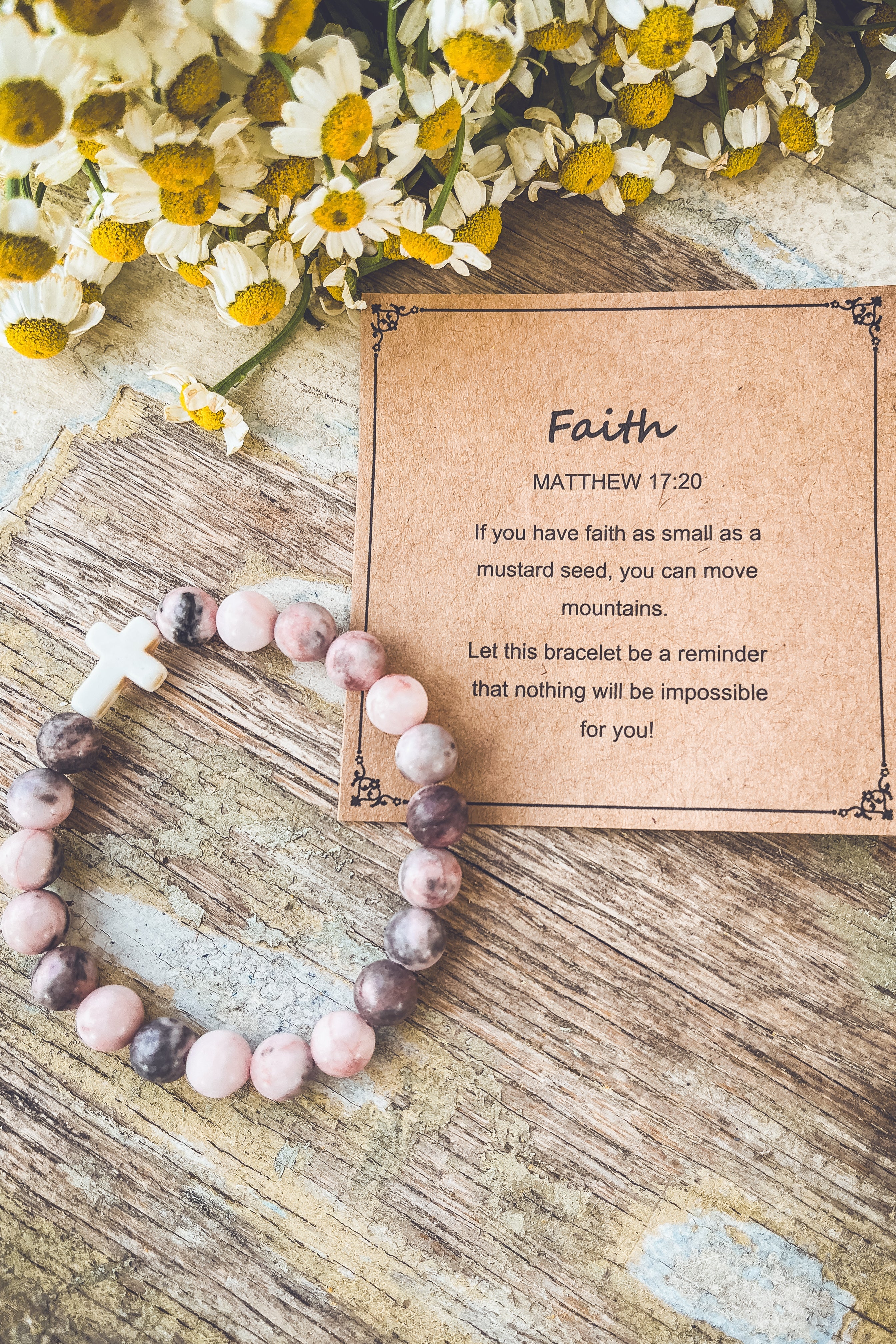 Faith & Grace Cross Stone Stacking Bracelet — A Gift for Grandma