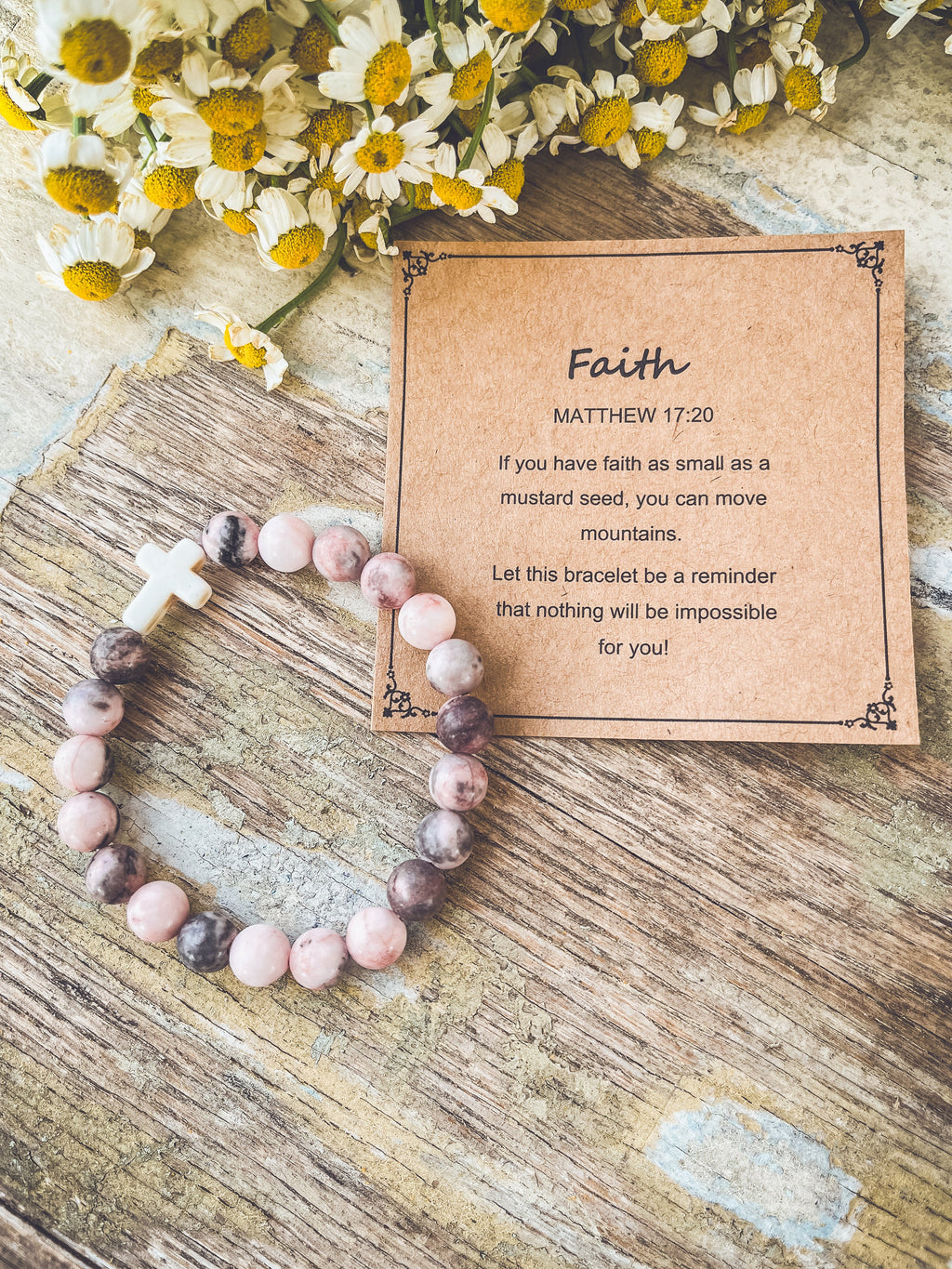 Faith & Grace Cross Stone Stacking Bracelet — A Gift for Grandma