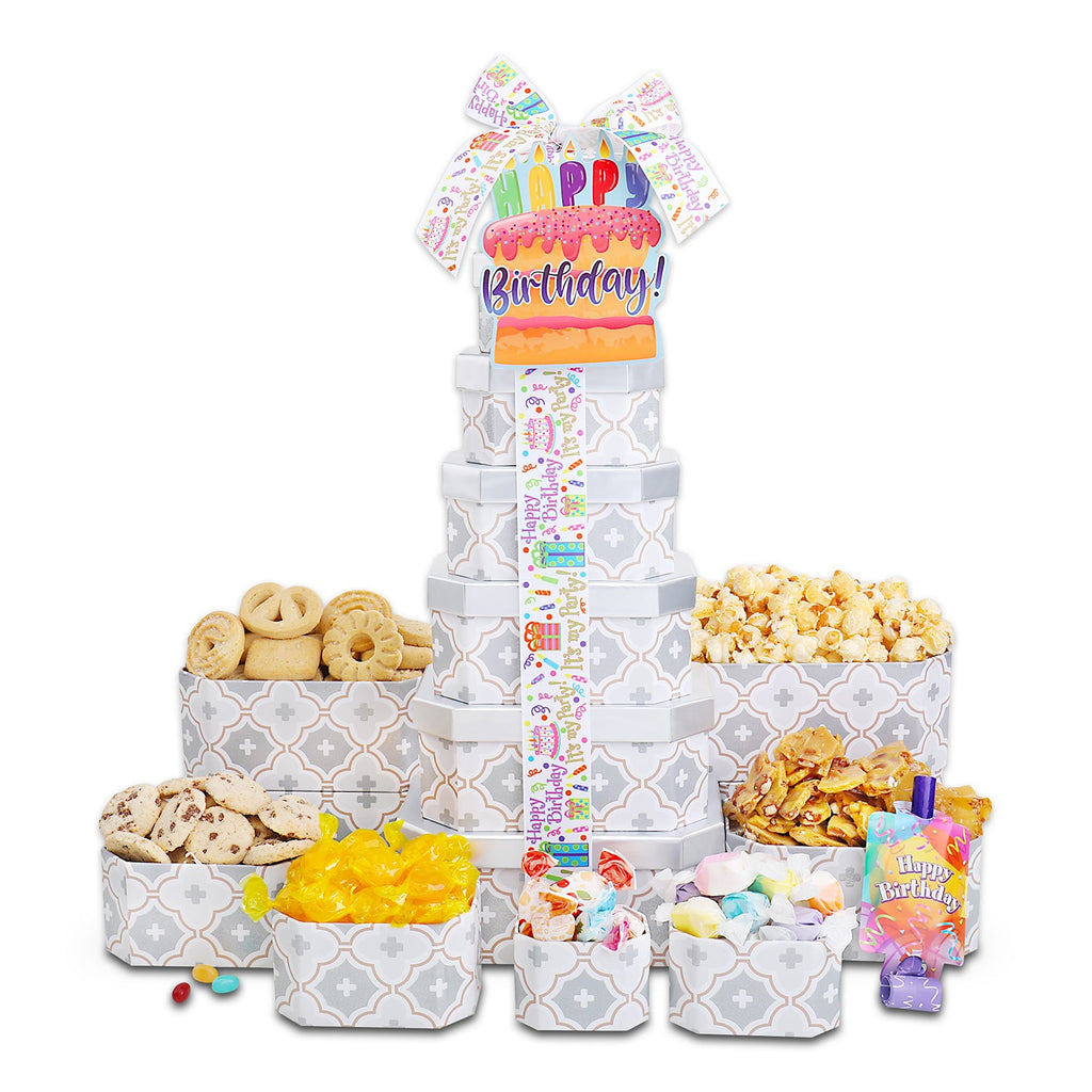 Happy Birthday Gift Tower of Treats for Grandma
