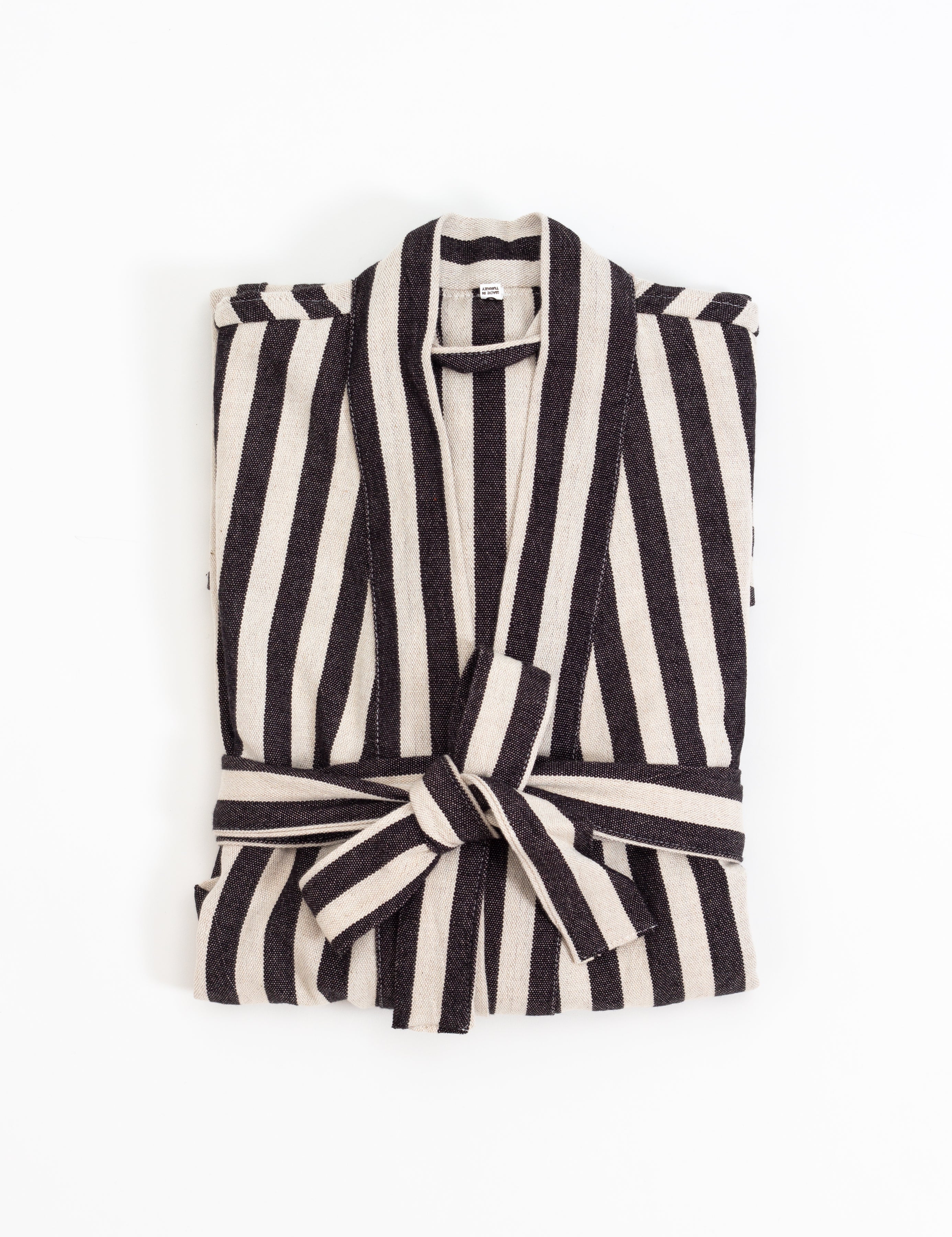 Zebra Handwoven Linen Robe —Stripes