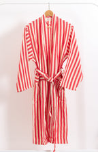 Red Girit Handwoven Cotton Linen Robe — Red