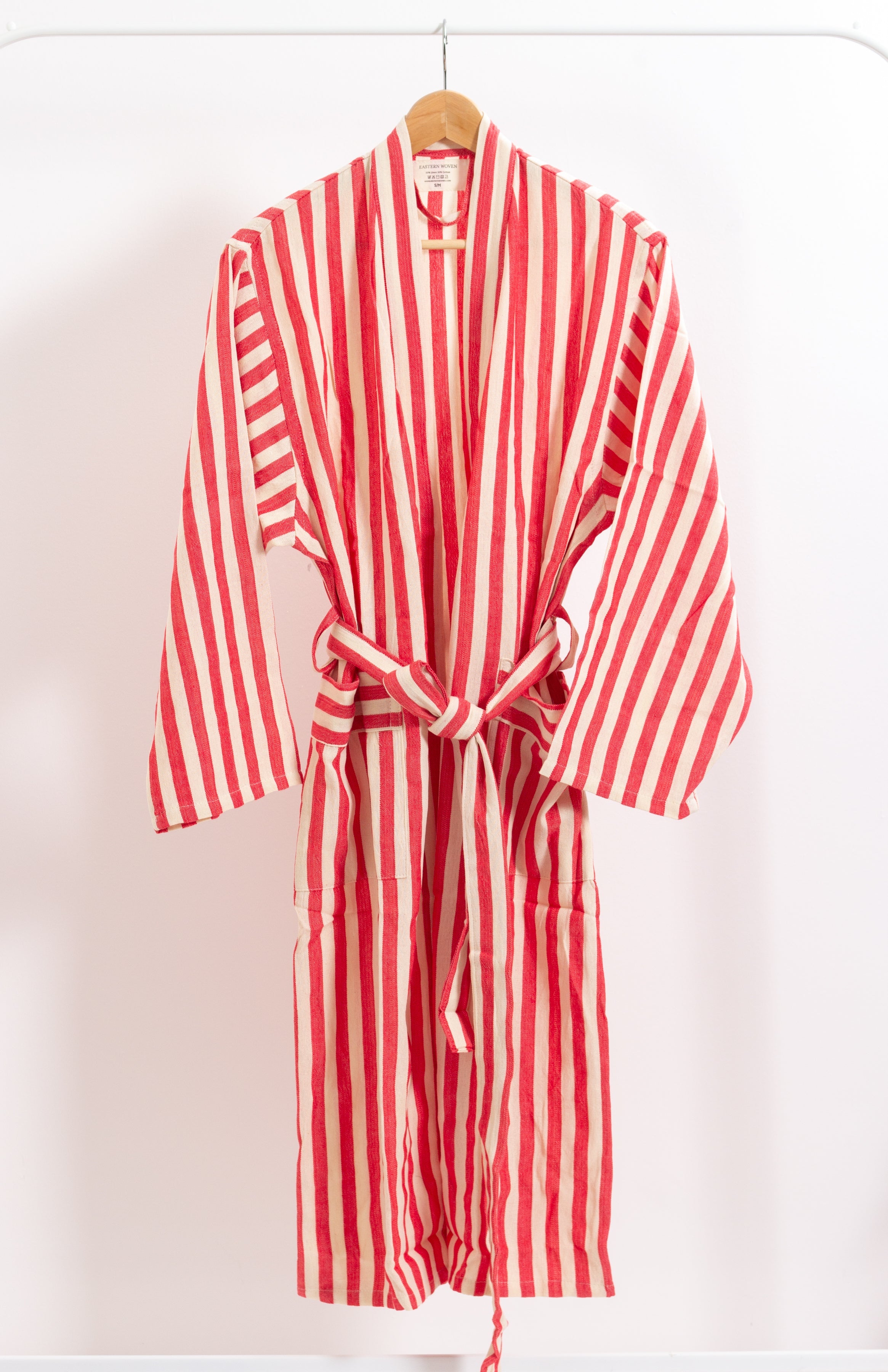 Red Girit Handwoven Cotton Linen Robe — Red