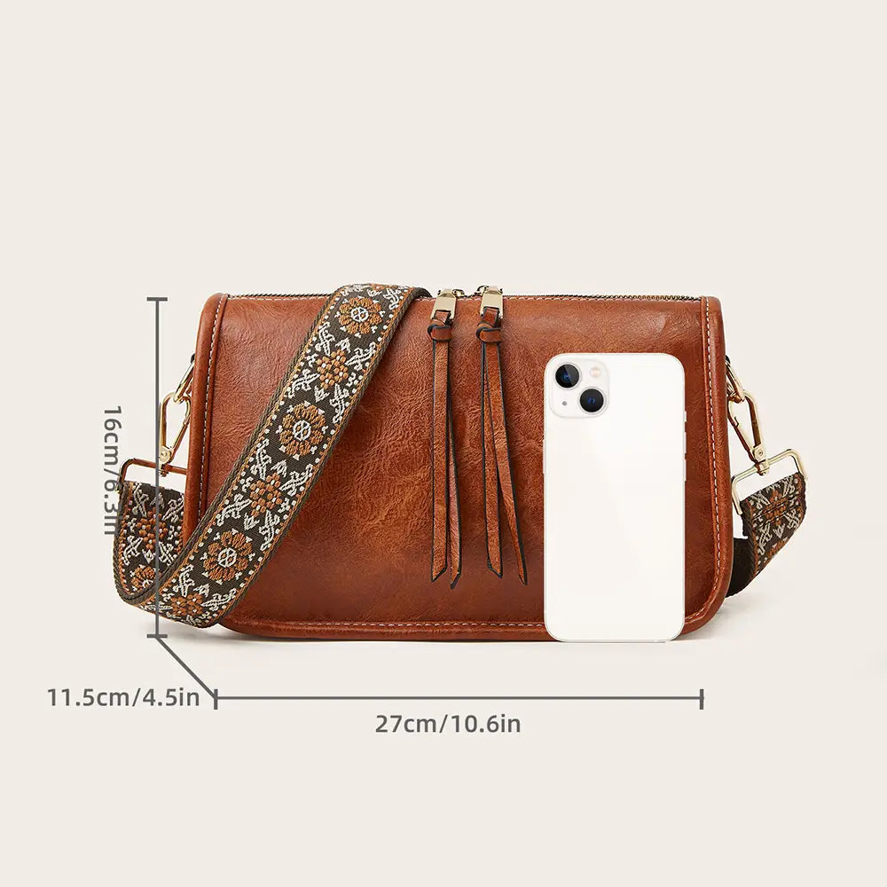 Bohemian Wide Shoulder Strap Crossbody Bag – Thoughtful Gift for Grandma