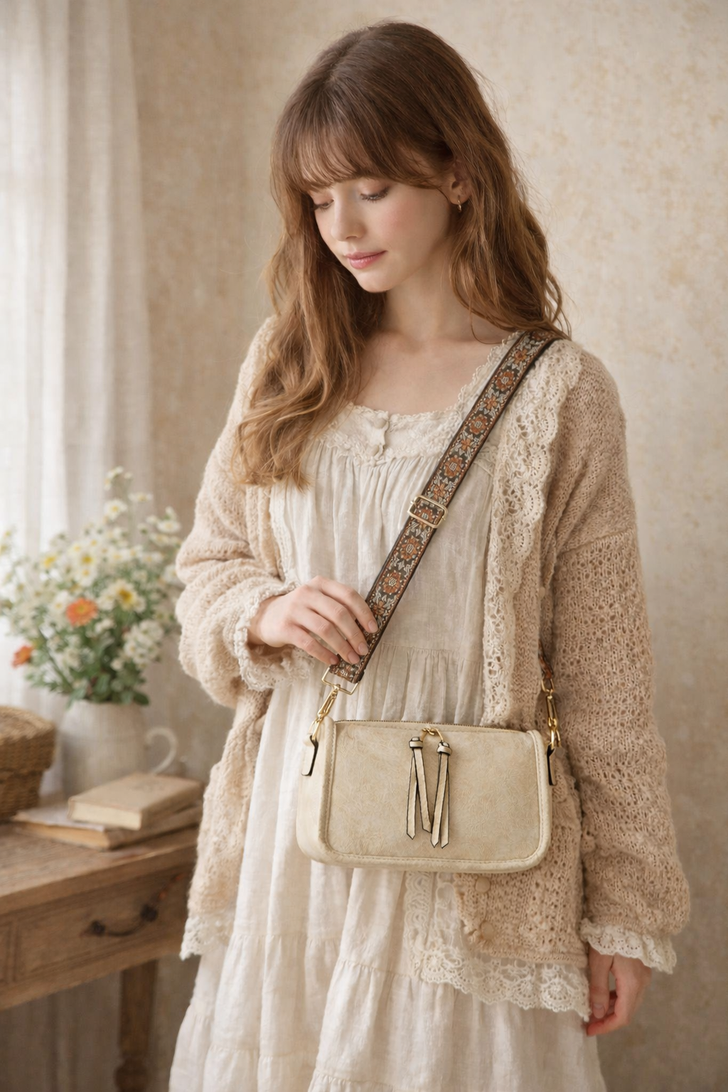 Bohemian Wide Shoulder Strap Crossbody Bag – Thoughtful Gift for Grandma