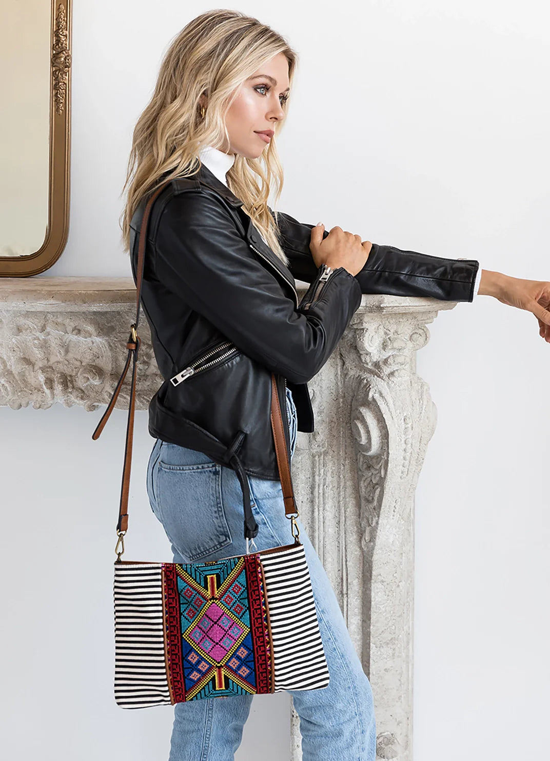Felicity Aztec Embroidered Crossbody Bag – Boho Gift for Her