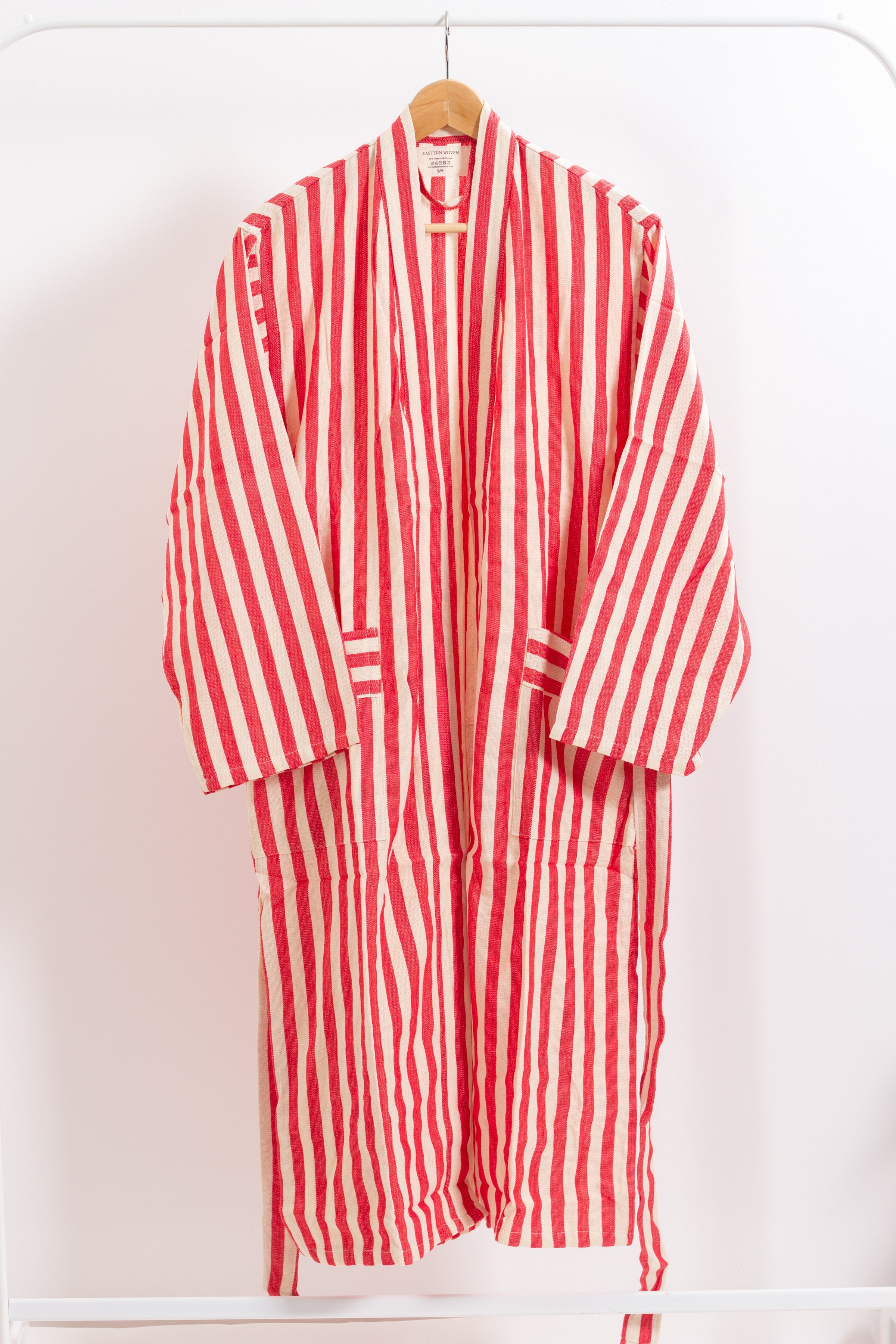 Red Girit Handwoven Cotton Linen Robe — Red