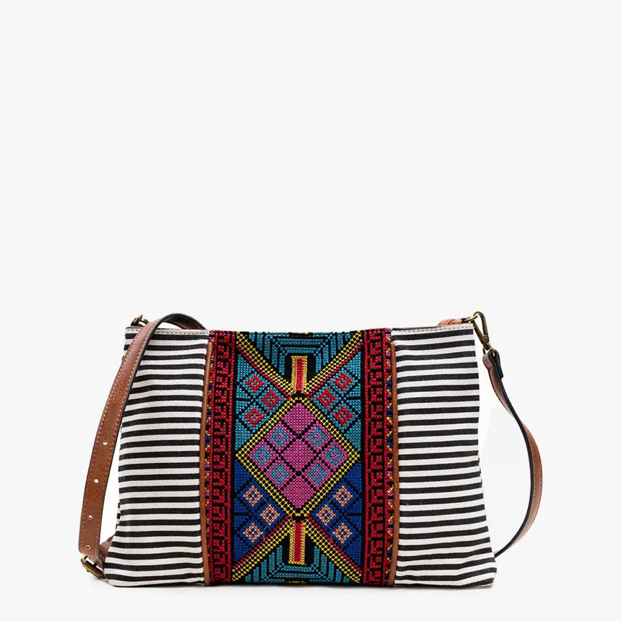 Felicity Aztec Embroidered Crossbody Bag – Boho Gift for Her