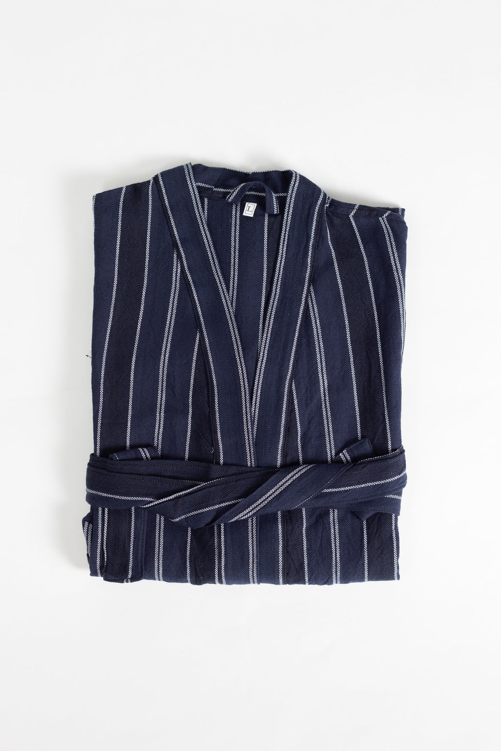 Kestane Handwoven Linen Robe —Navy
