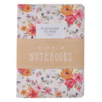 He Leads Me Pink Floral Notebook Set – Psalm 23:2 Gift for Her