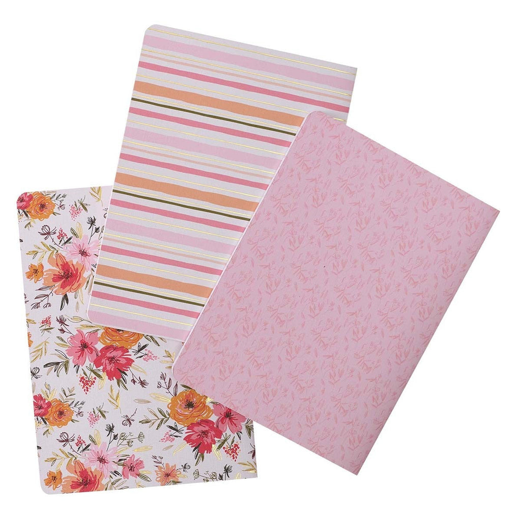He Leads Me Pink Floral Notebook Set – Psalm 23:2 Gift for Her