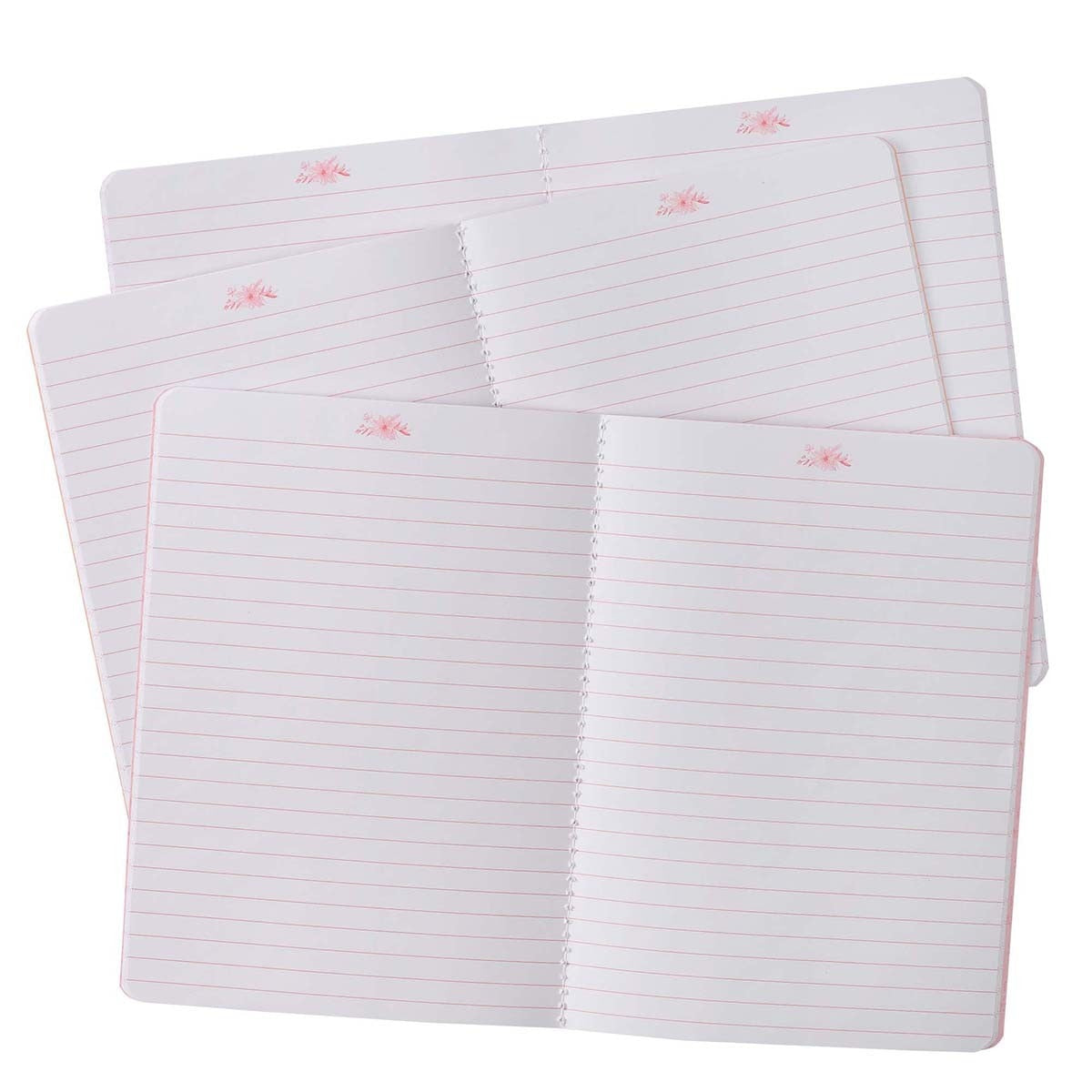 He Leads Me Pink Floral Notebook Set – Psalm 23:2 Gift for Her