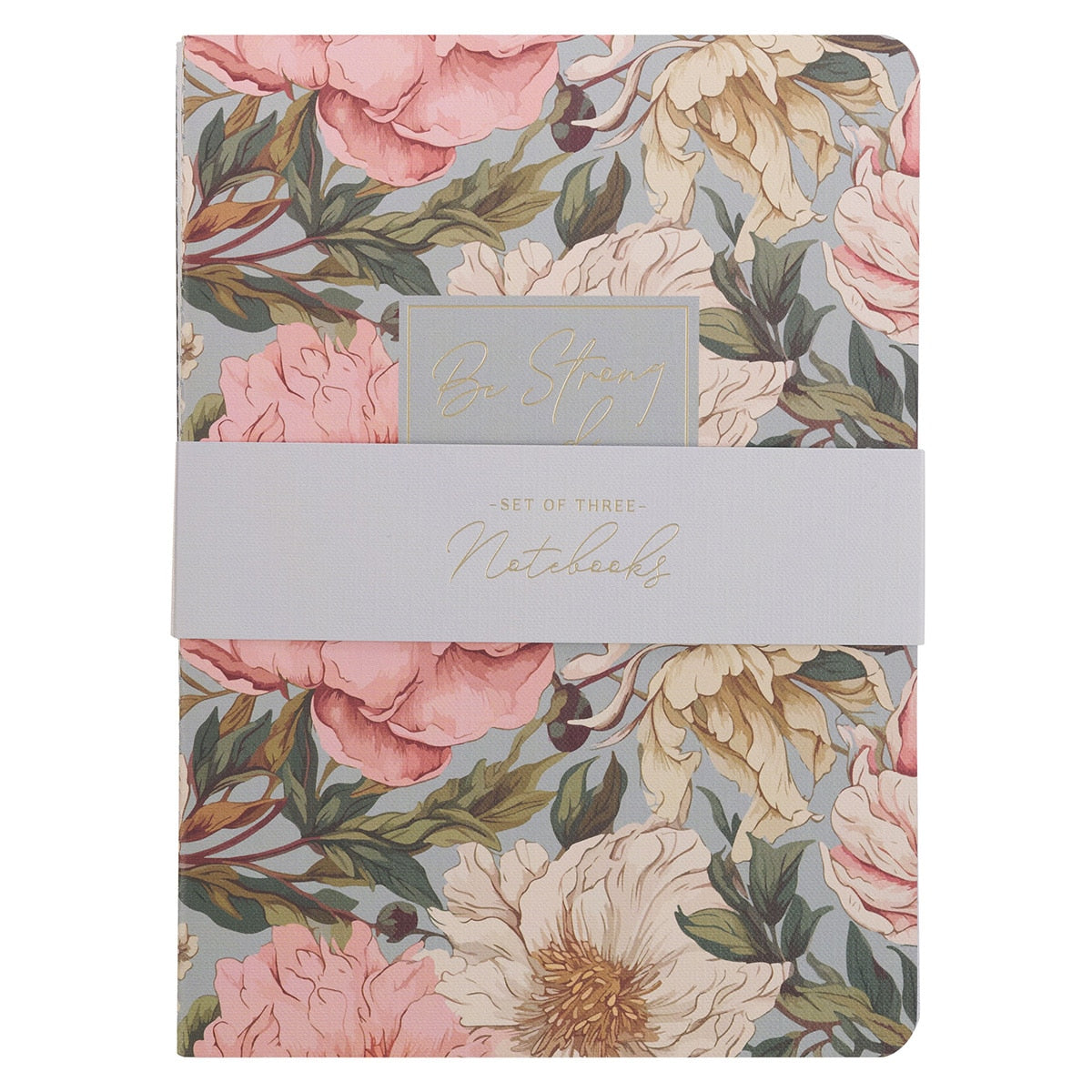 Strong & Courageous Floral Notebook Set – Joshua 1:9 Gift for Her