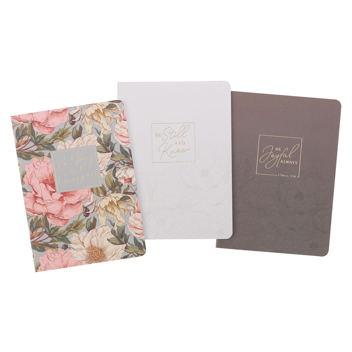 Strong & Courageous Floral Notebook Set – Joshua 1:9 Gift for Her