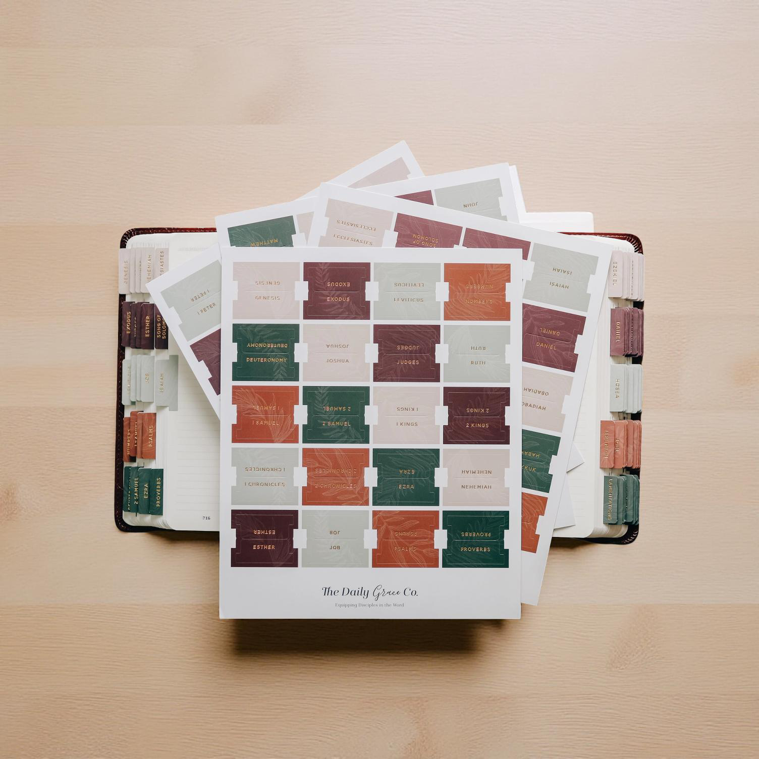 Jewel Tone Bible Tabs – Full Scripture Index Sticker Set for Grandma