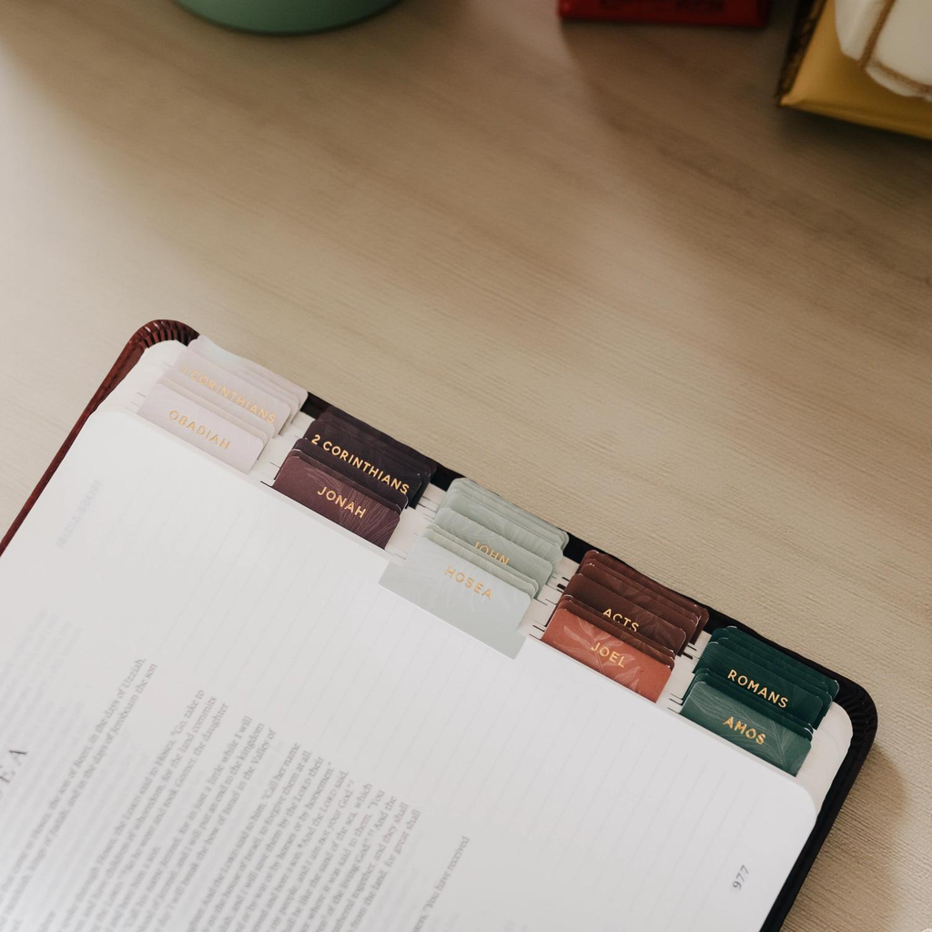 Jewel Tone Bible Tabs – Full Scripture Index Sticker Set for Grandma