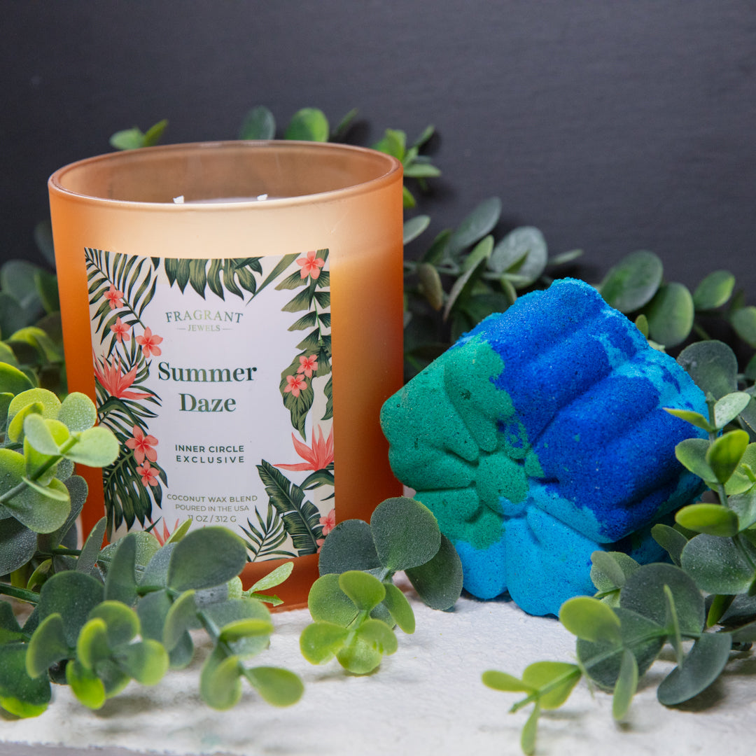 Summer Daze Candle & Bath Bomb Set with Hidden Ring