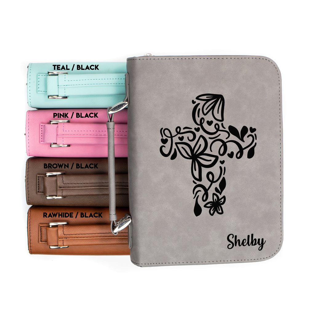 Personalized Flourish Cross Bible Book Cover