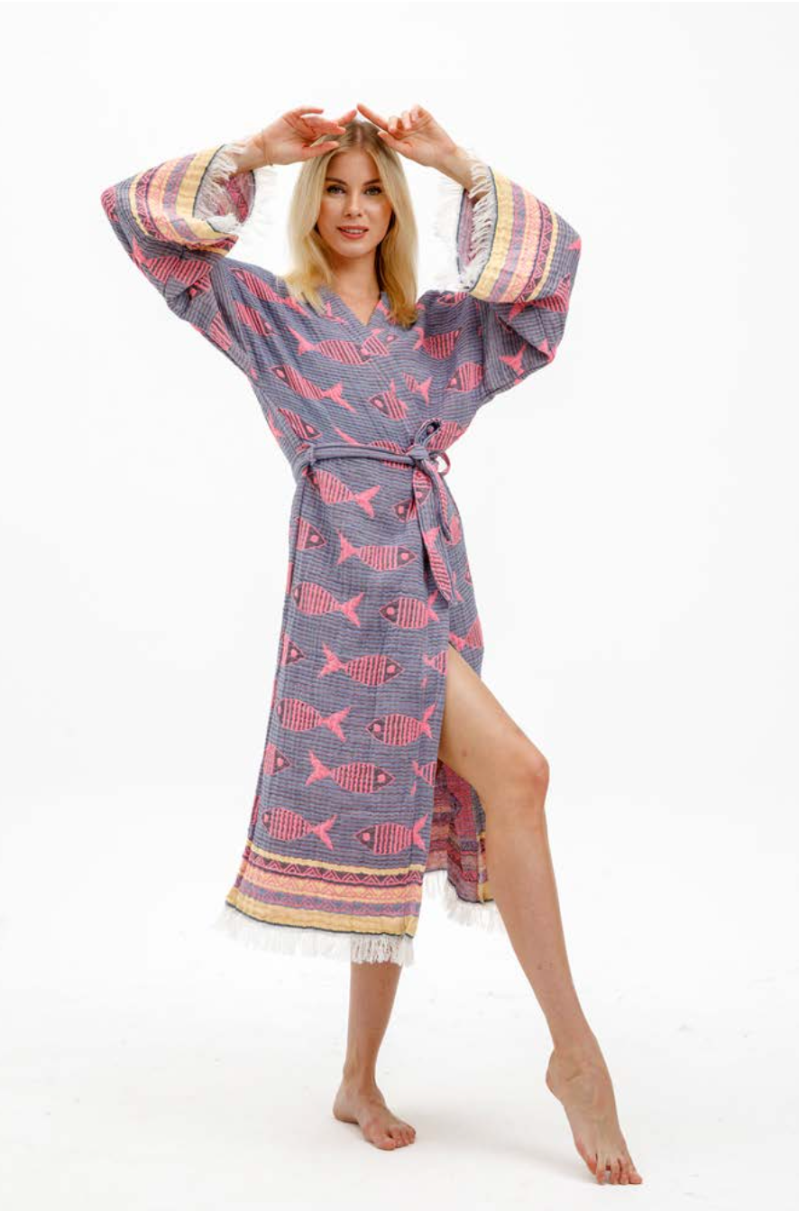 Fish Print Kimono – A Fun & Colorful Gift for Grandma