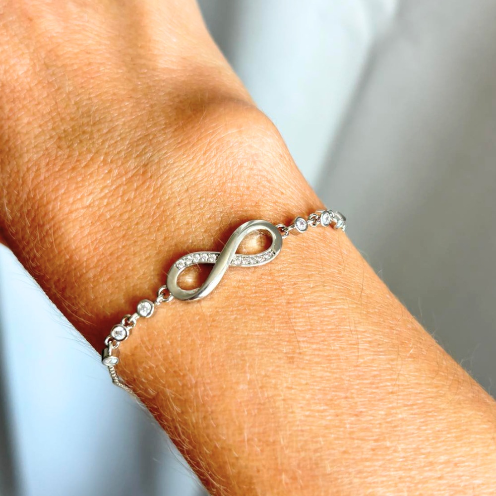 Infinity Bracelet – Gold & Silver | Cubic Zirconia Gift for Grandma